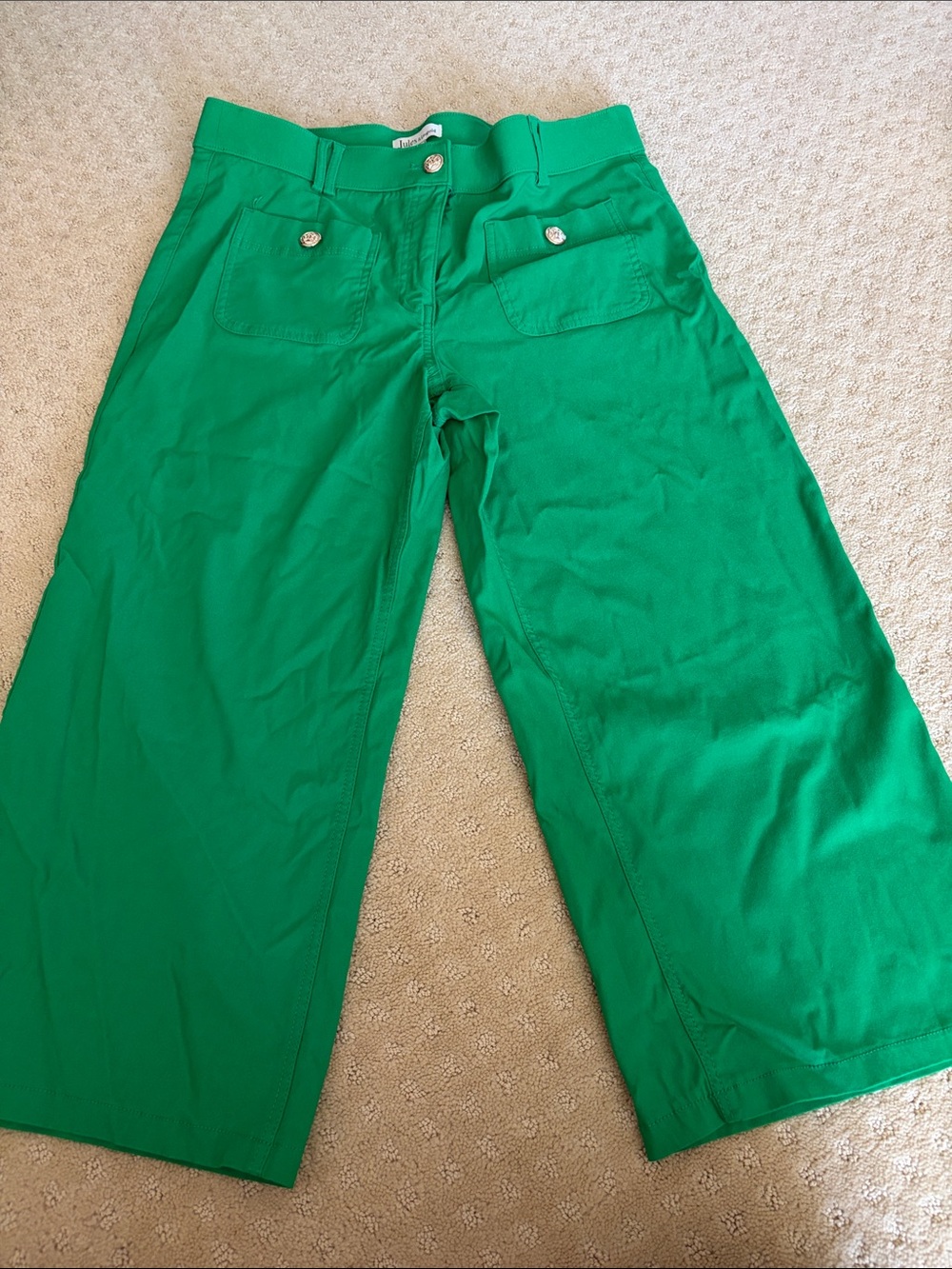 Jules & Leopold Kelly Green Wide-Leg Cropped Pants